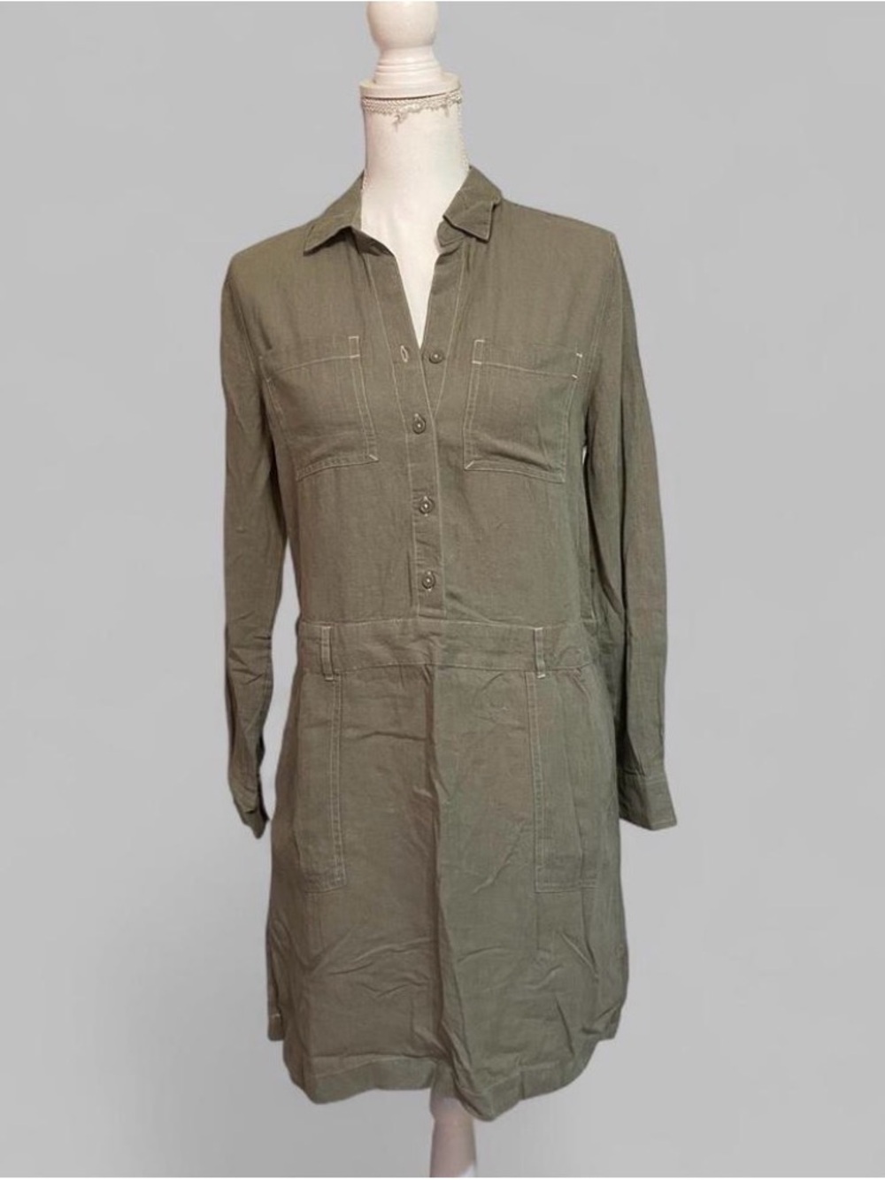 beachlunchlounge Olive Green Shirt Dress